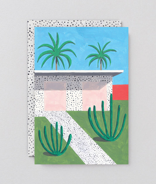 House and Palms Art Greetings Card