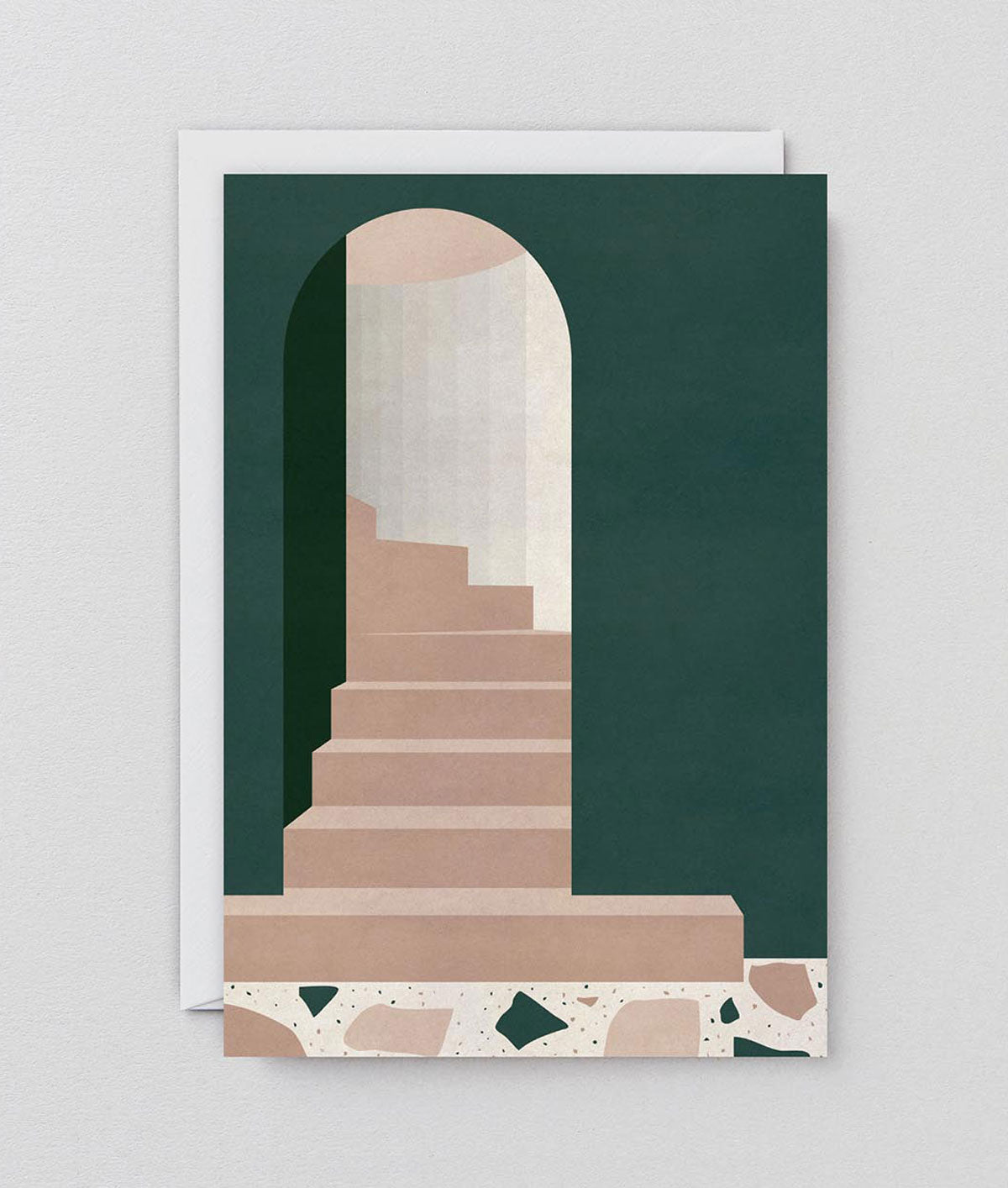 Green Arch With Stairs Art Greetings Card