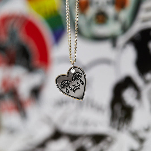 Crying Heart Necklace - Silver