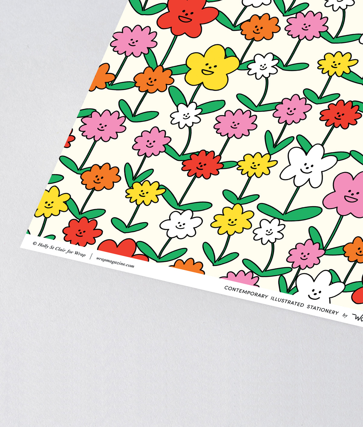 Happy Flowers Wrapping Paper Sheet