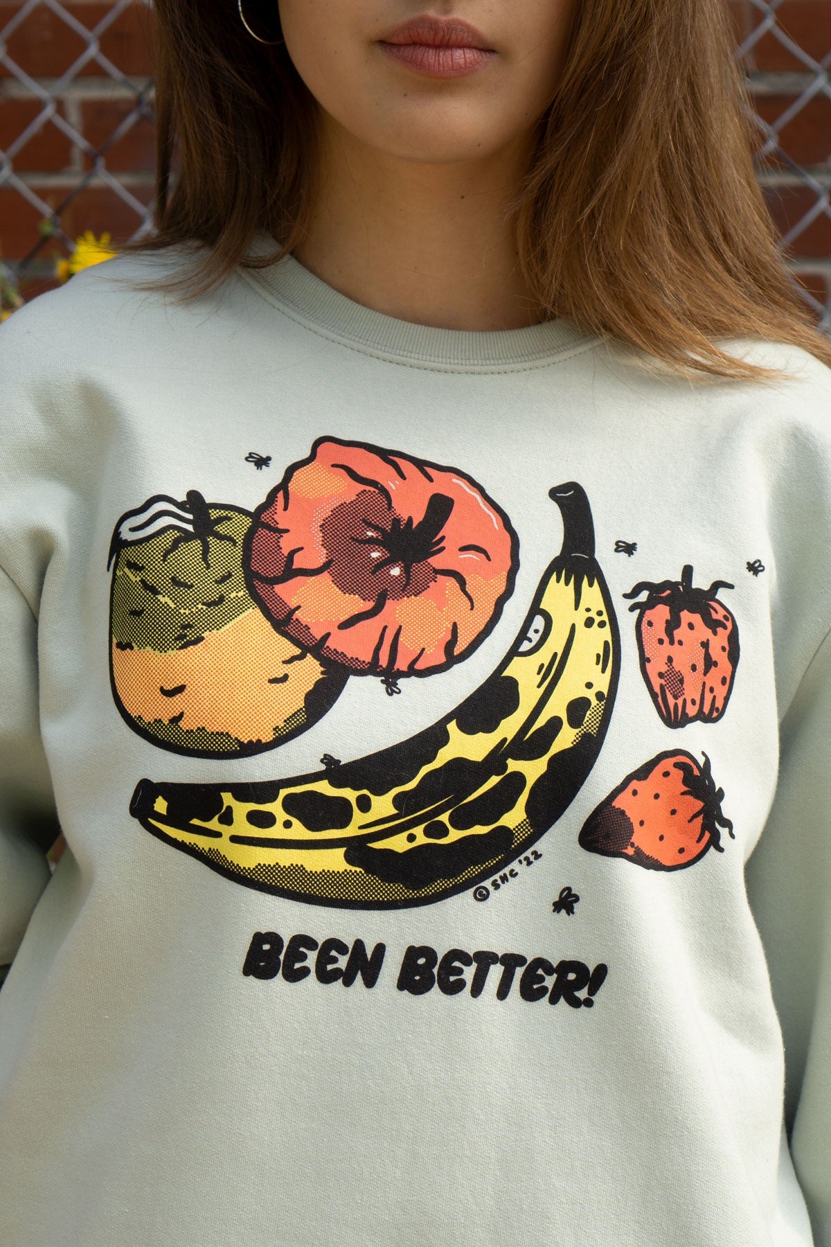 Been Better Fruit Plate Sweatshirt - Baby Jade