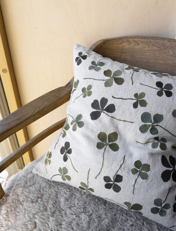 Clover Embroidered Cushion Cover