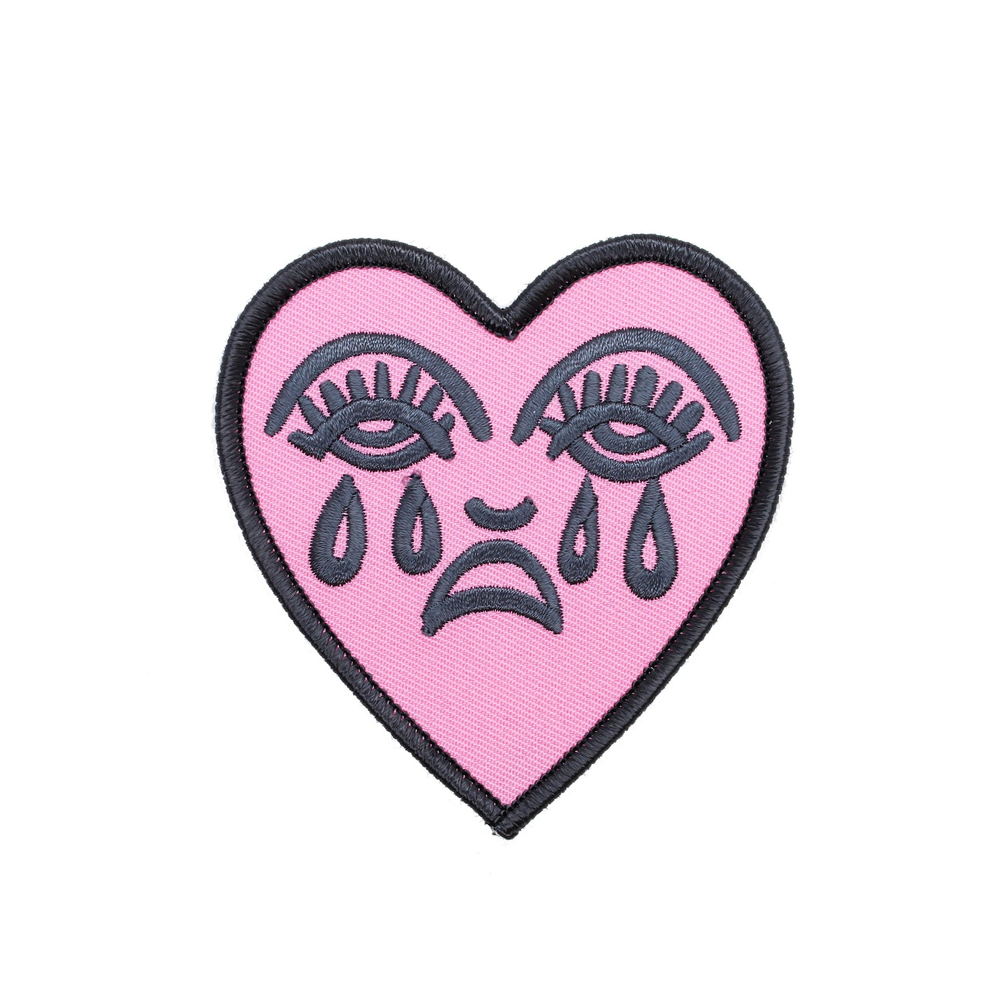 Crying Heart Embroidered Patch - Pink