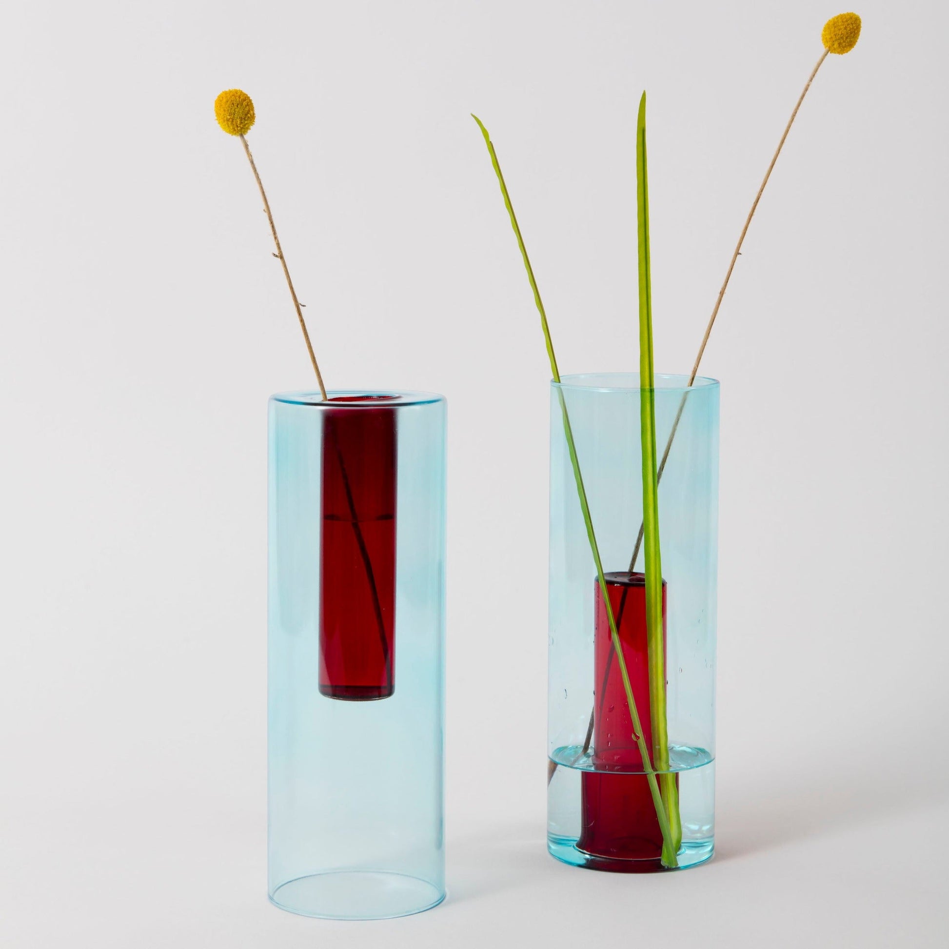 Reversible Glass Vase - Large - Blue/Red