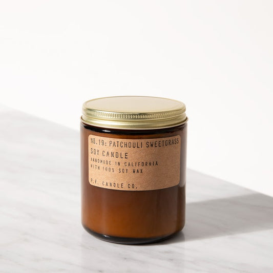 P. F. Candle Co. Patchouli Sweetgrass Standard Jar Soy Candle