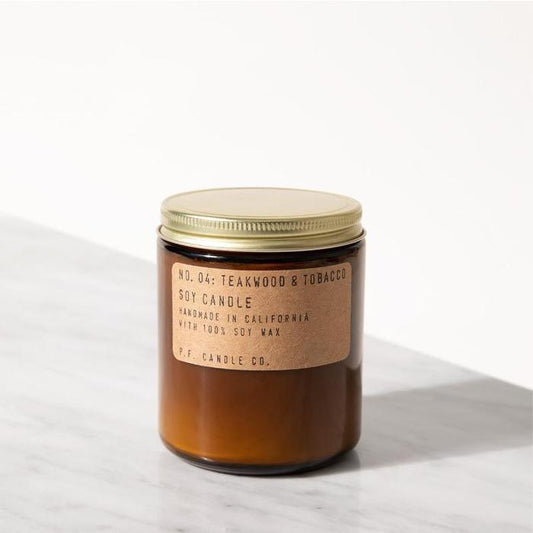 P.F. Candle Co. Teakwood and Tobacco Standard Jar Soy Candle