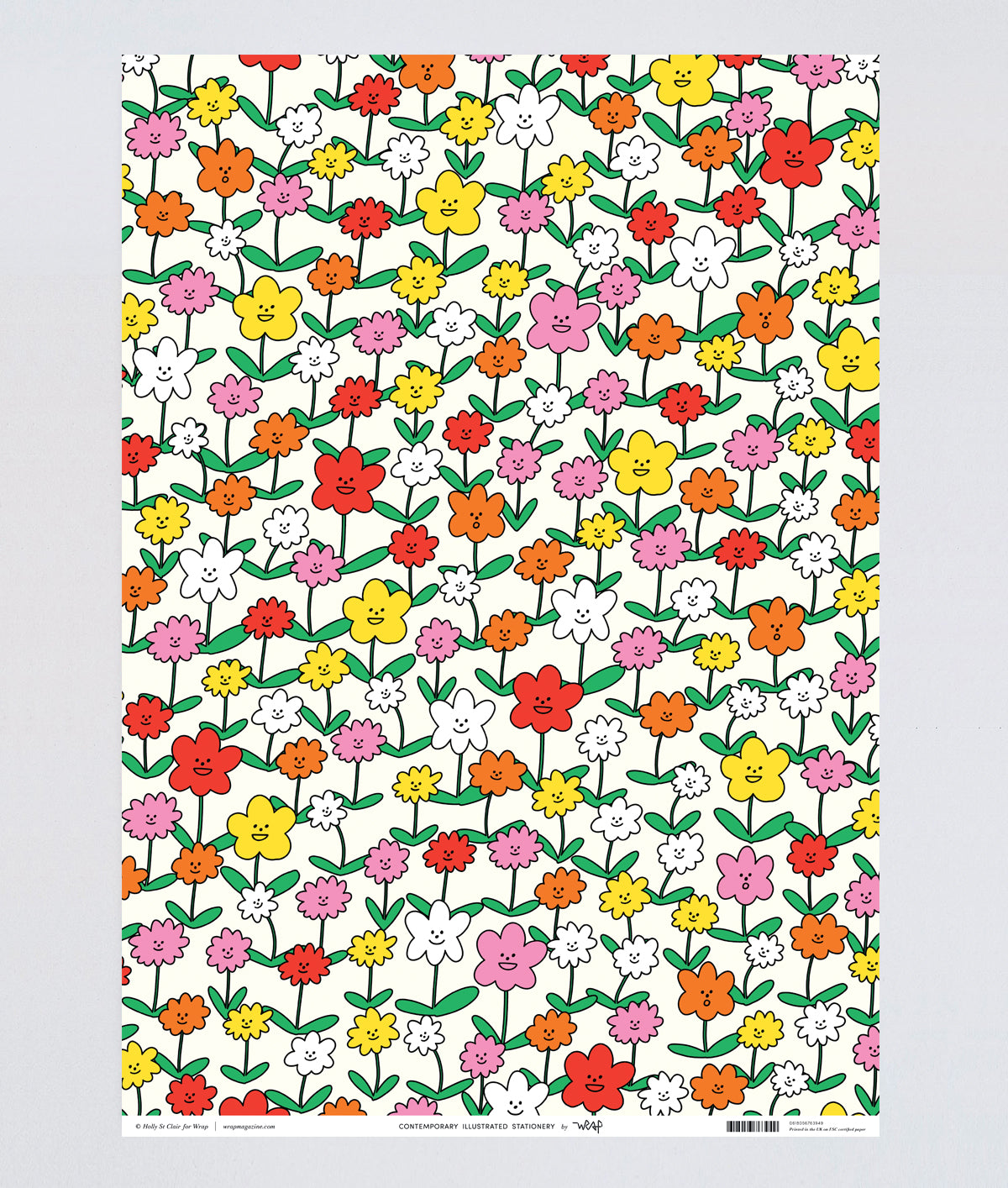 Happy Flowers Wrapping Paper Sheet