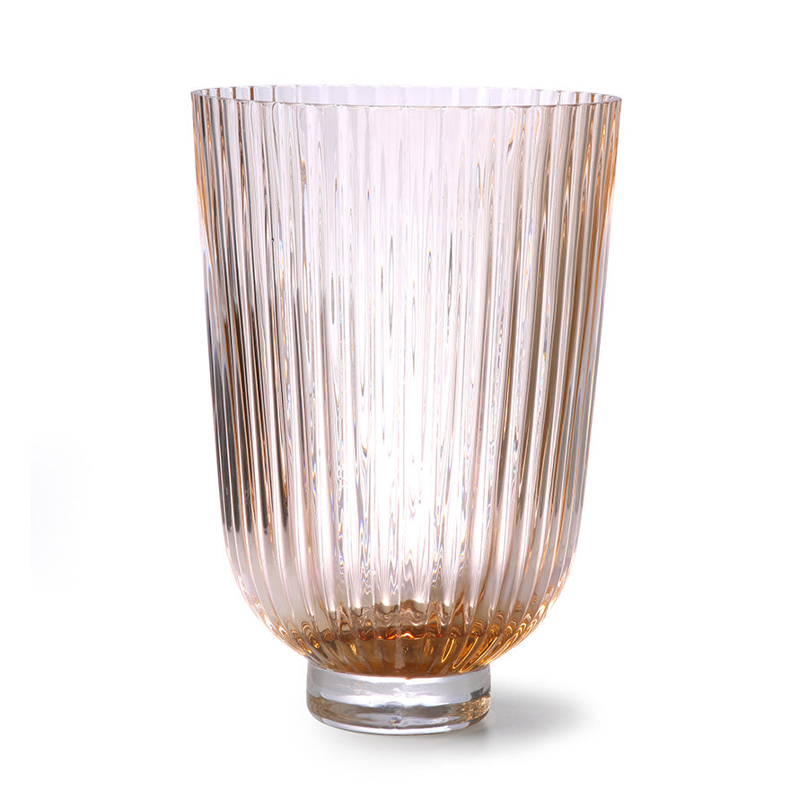 Ribbed Glass Vase - Peach