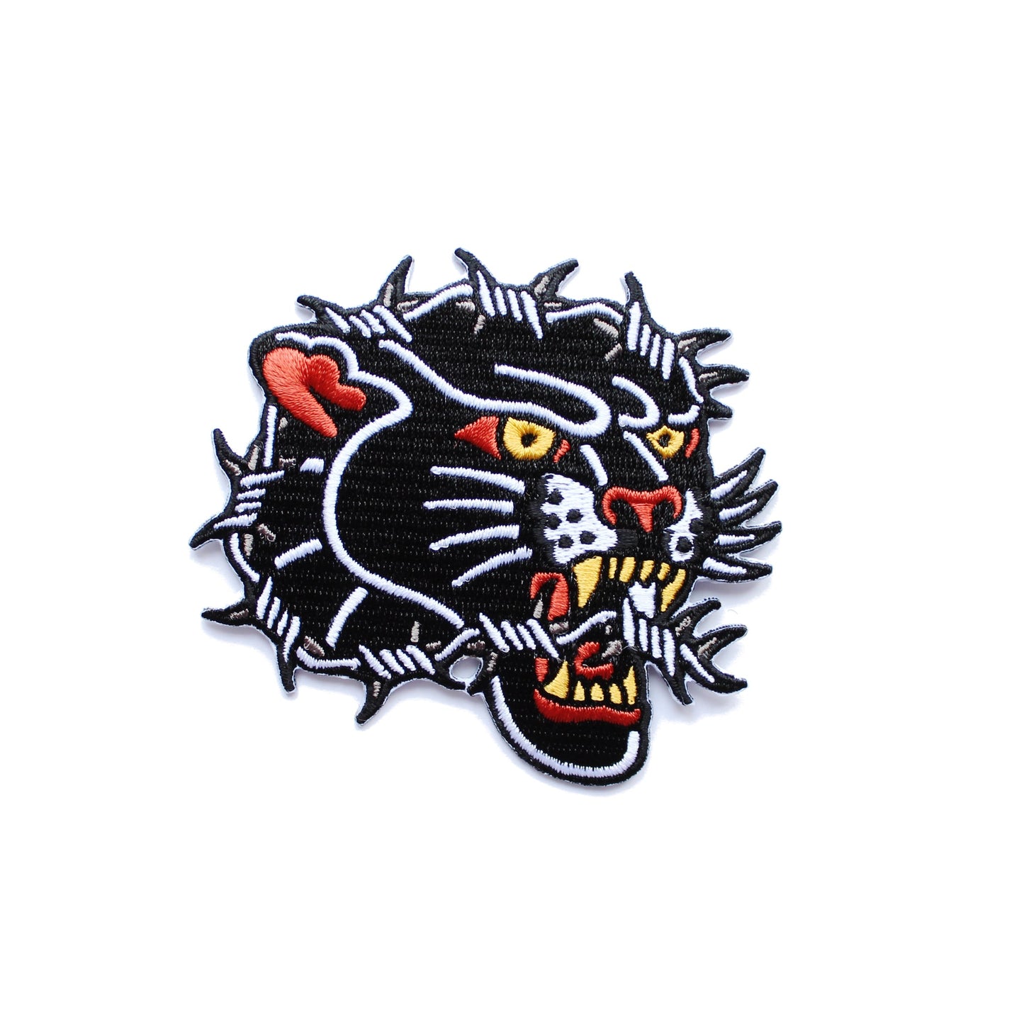 Barbed Wire Panther Iron On Patch - by Ash Price