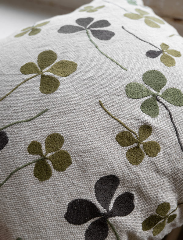 Clover Embroidered Cushion Cover