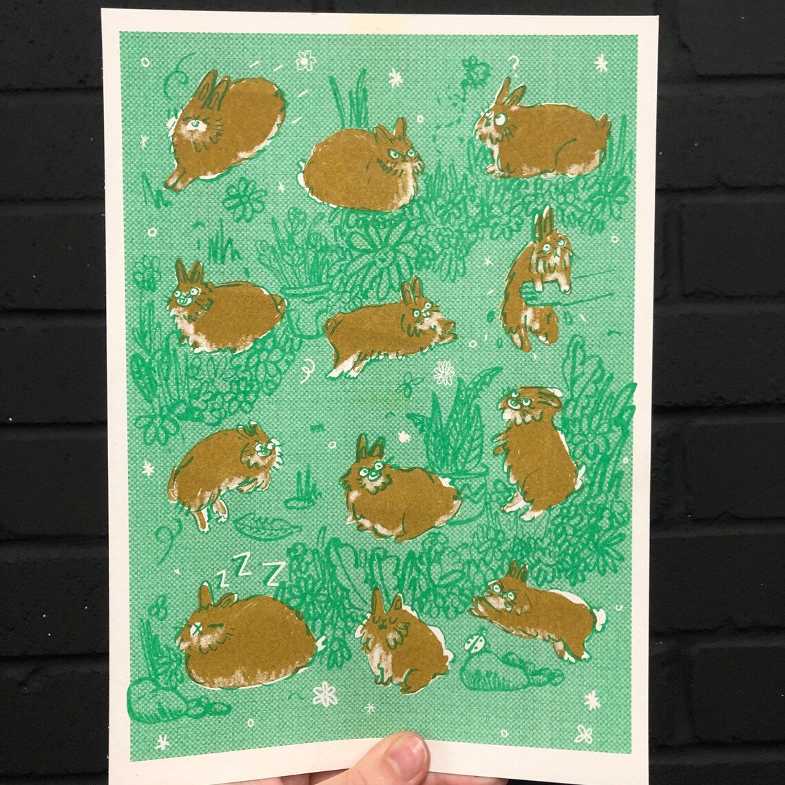 Little Bunny Henderson A4 Riso Print