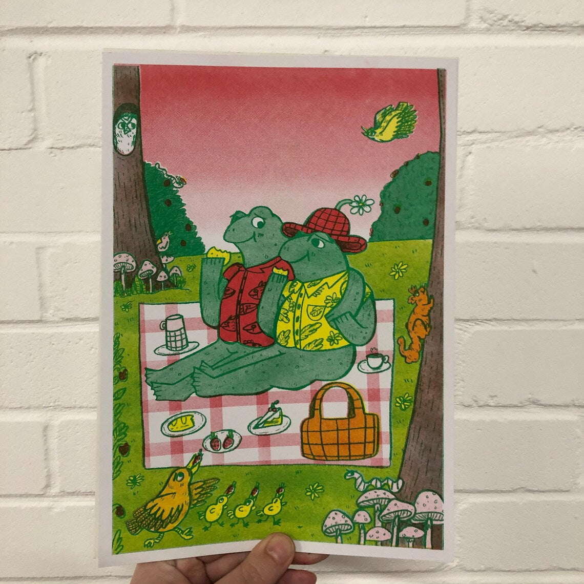 Picnic For Cute Frogs A4 Riso Print