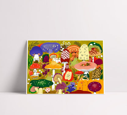 Mushroom Scene A3 Print