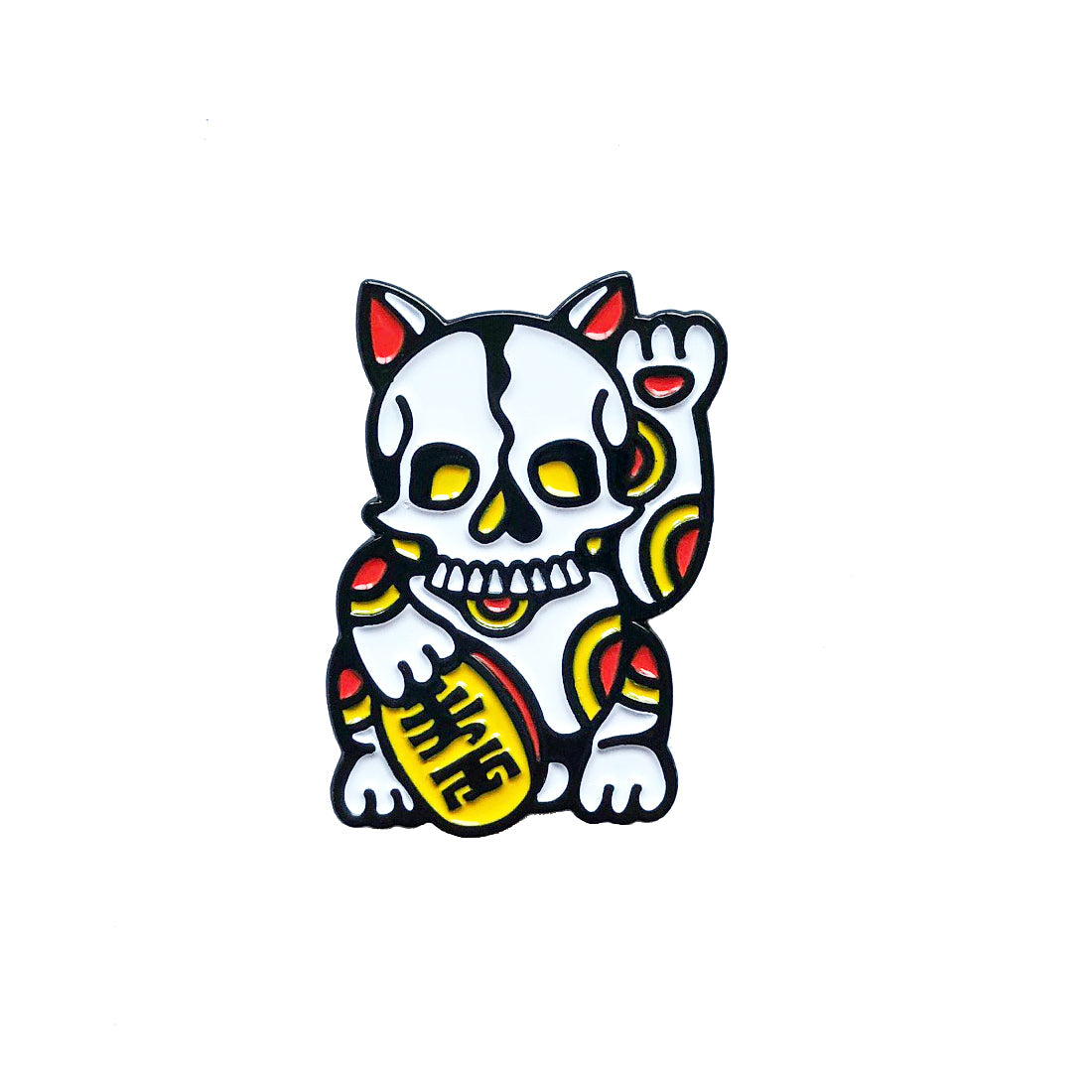 Lucky Skull Cat Enamel Pin